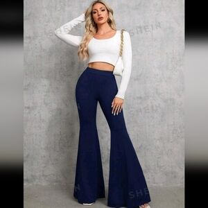 NWOT Shein wide bell bottom stretch jeans Sz 2XL side zipper